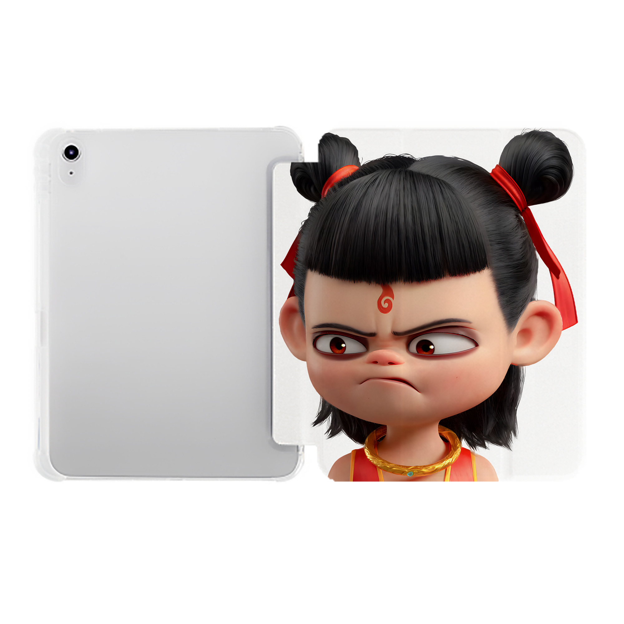 （画像用） Ne Zha 2 ナタ 魔童の大暴れ IPad ケース ペン収納付き 三つ折りスタンド PUレザー×シリコン 対応機種9.5/10.5/10.9インチ
